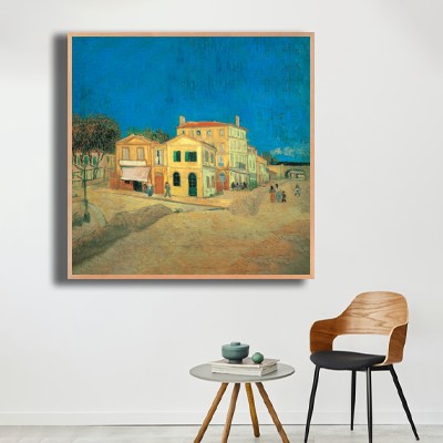 빈센트 반 고흐 노란 집 의자와 함께 연출한 실내 명화액자 배치 이미지