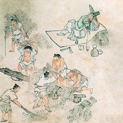 김홍도 / 벼 타작 액자