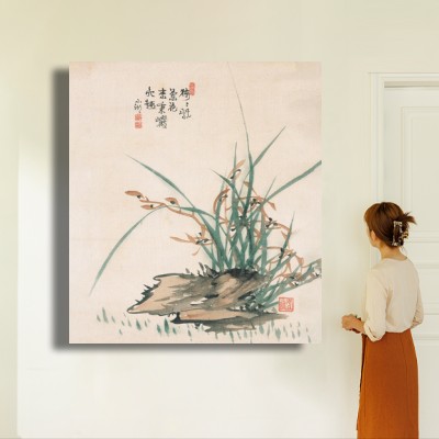동양화 김응원 / 난초 인물과 공간감을 함께 보여주는 명화액자 연출 이미지