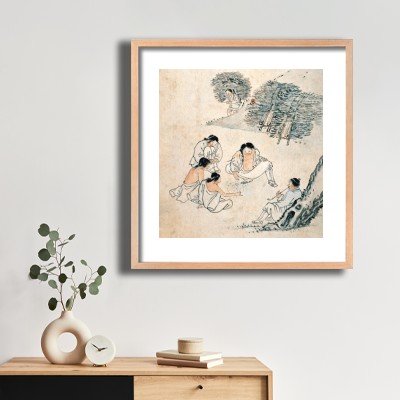 동양화 김홍도 / 고누 놀이 식물 장식과 함께 어울리는 명화액자 인테리어 이미지