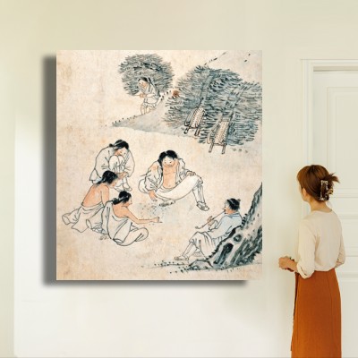 동양화 김홍도 / 고누 놀이 인물과 공간감을 함께 보여주는 명화액자 연출 이미지