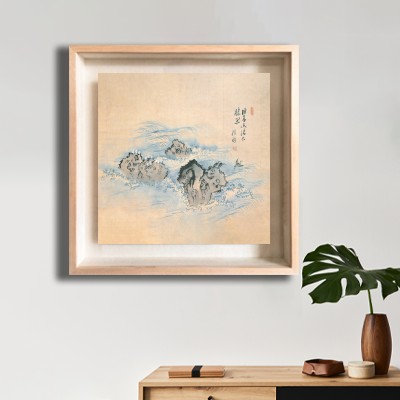 동양화 김홍도 / 창해낭구(滄海浪鷗) 미니멀한 선반 공간에 배치한 명화액자 연출 이미지