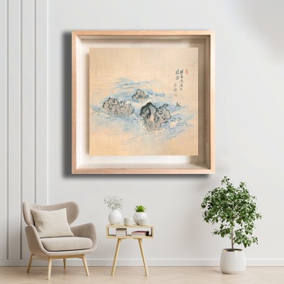 동양화 김홍도 / 창해낭구(滄海浪鷗) 화이트톤 거실 공간에 어울리는 명화액자 배치 이미지