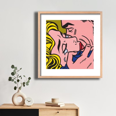 로이 리히텐슈타인  Kiss V 식물 장식과 함께 어울리는 명화액자 인테리어 이미지