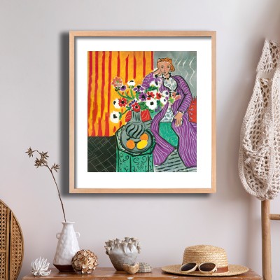 앙리 마티스 보라색 드레스와 아네모네 내추럴한 소품과 함께 꾸민 명화액자 인테리어 이미지