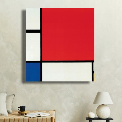 피에트 몬드리안  Composition with Red Blue Yellow 소파가 있는 거실 공간에 어울리는 명화액자 이미지