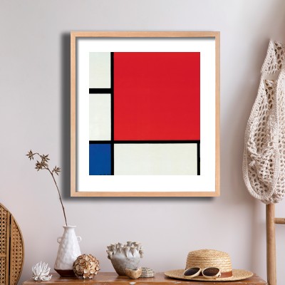 피에트 몬드리안  Composition with Red Blue Yellow 내추럴한 소품과 함께 꾸민 명화액자 인테리어 이미지