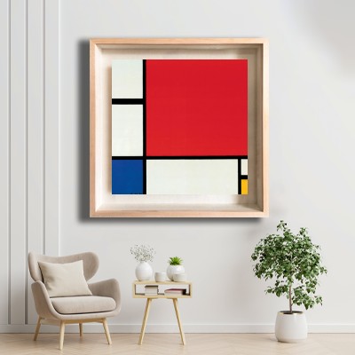 피에트 몬드리안  Composition with Red Blue Yellow 화이트톤 거실 공간에 어울리는 명화액자 배치 이미지