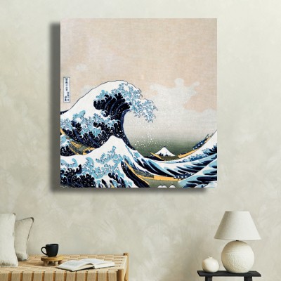 가쓰시카 호쿠사이 파도 그림 액자 소파가 있는 거실 공간에 어울리는 명화액자 이미지