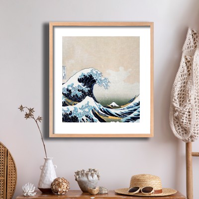 가쓰시카 호쿠사이 파도 그림 액자 내추럴한 소품과 함께 꾸민 명화액자 인테리어 이미지