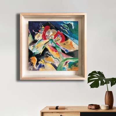 바실리 칸딘스키 컬러 선 추상 그림 미니멀한 선반 공간에 배치한 명화액자 연출 이미지