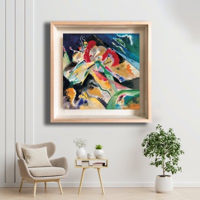 바실리 칸딘스키 컬러 선 추상 그림 화이트톤 거실 공간에 어울리는 명화액자 배치 이미지