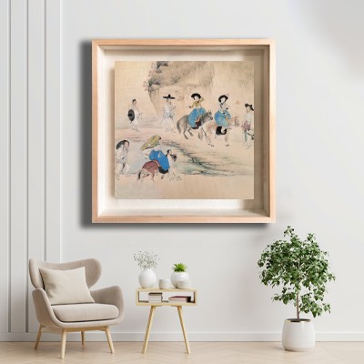 동양화 신윤복 / 연소답청 화이트톤 거실 공간에 어울리는 명화액자 배치 이미지