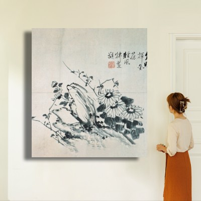 동양화 안종원 / 국화 인물과 공간감을 함께 보여주는 명화액자 연출 이미지