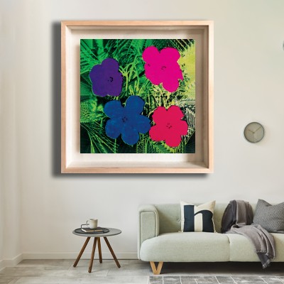앤디 워홀 Flowers(Purple, Blue, Pink, Red) 밝은 거실 벽면에 어울리는 명화액자 인테리어 이미지