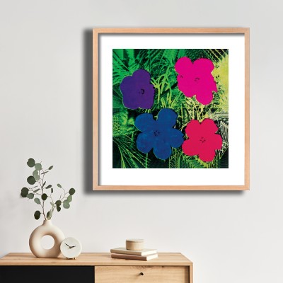 앤디 워홀 Flowers(Purple, Blue, Pink, Red) 식물 장식과 함께 어울리는 명화액자 인테리어 이미지