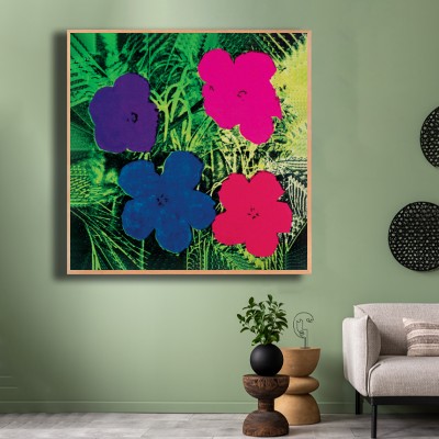 앤디 워홀 Flowers(Purple, Blue, Pink, Red) 그린톤 인테리어에 포인트를 주는 명화액자 연출 이미지