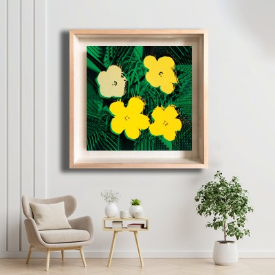 앤디 워홀 Flowers(Yellow) 화이트톤 거실 공간에 어울리는 명화액자 배치 이미지