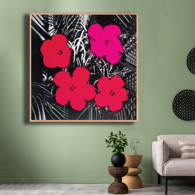 앤디 워홀  Flowers(Red and Pink) 그린톤 인테리어에 포인트를 주는 명화액자 연출 이미지