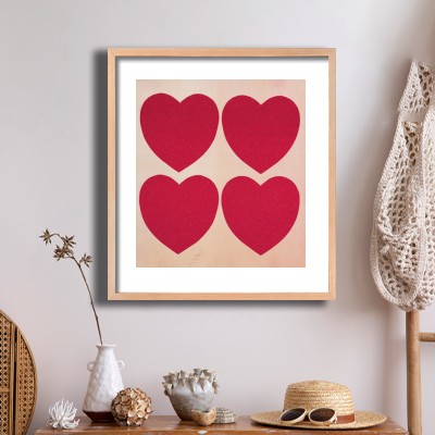 앤디 워홀 Hearts 내추럴한 소품과 함께 꾸민 명화액자 인테리어 이미지
