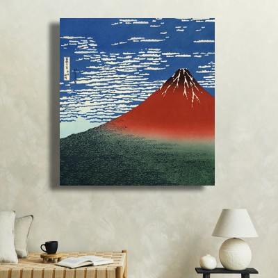 가쓰시카 호쿠사이 후지산 풍경 그림 소파가 있는 거실 공간에 어울리는 명화액자 이미지