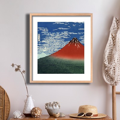 가쓰시카 호쿠사이 후지산 풍경 그림 내추럴한 소품과 함께 꾸민 명화액자 인테리어 이미지