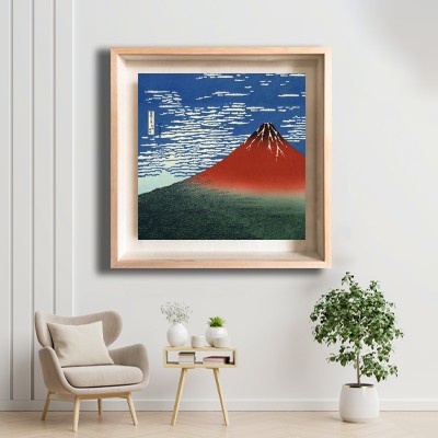 가쓰시카 호쿠사이 후지산 풍경 그림 화이트톤 거실 공간에 어울리는 명화액자 배치 이미지