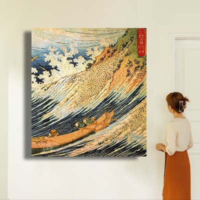 가쓰시카 호쿠사이 일본 바다 풍경 그림 인물과 공간감을 함께 보여주는 명화액자 연출 이미지