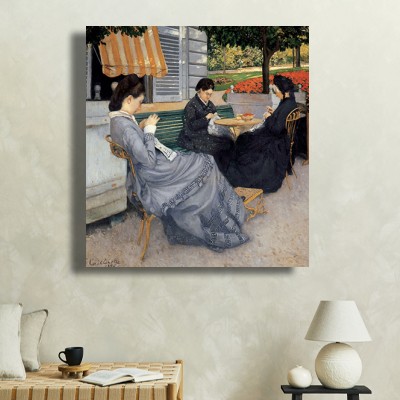 구스타브 칼리보트 정원 속 여인 그림 소파가 있는 거실 공간에 어울리는 명화액자 이미지
