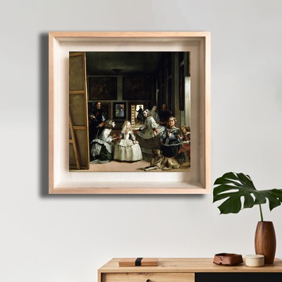 디에고 벨라스케스 시녀들 (Las Meninas) 미니멀한 선반 공간에 배치한 명화액자 연출 이미지