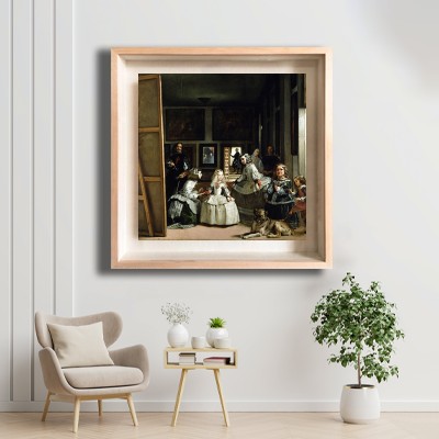 디에고 벨라스케스 시녀들 (Las Meninas) 화이트톤 거실 공간에 어울리는 명화액자 배치 이미지