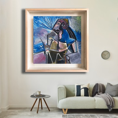 파블로 피카소 화가와 모델(큐피즘) 밝은 거실 벽면에 어울리는 명화액자 인테리어 이미지
